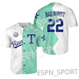 Jay College Baseball Wears 22 Bad Bunny 2022 All Stars Split Jersey Rangers Baseball Jerseys Texas TEE