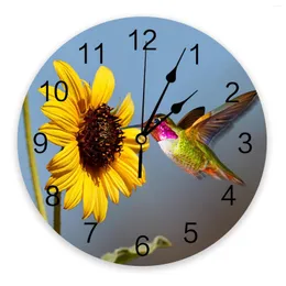 Relógios de parede retro margarida beija -flor flor 3d relógio de design moderno decoração de sala de estar de cozinha assistir decoração de casa