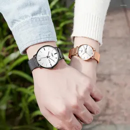 손목 시계 2023 커플은 한 쌍의 남자와 여자의 한국 에디션 트렌드 캘린더 1314 석영 방수 시계