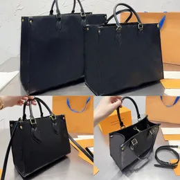вечерние сумки Дизайнерская большая сумка женская формальная Модная сумка для свадебного гостя Простой алфавитный принт ONTHEGO Crossbody Сумки для покупок большой вместимости Черные 3 размера Кожа