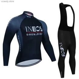 Men's Tracksuits Men's Spring Sports Cycling Jersey Autumn Mtb Long Seve Cycling Clothing Triathlon Mountain Bike Bib Pant Set INEOS Grenadier T231109