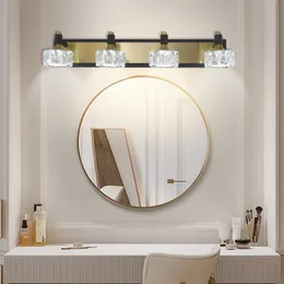 Lampada da toletta per bagno moderna in cristallo a 4 luci a LED su apparecchi di illuminazione da parete per vasca da bagno a specchio