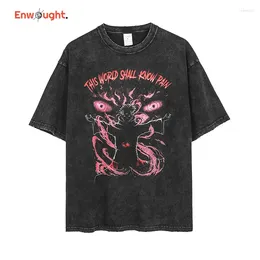 Men's T Shirts Anime Pain Men Harajuku Vintage Washed Manga Graphic T-Shirts Hip Hop Streetwear Retro Shirt Tops Tees Cotton