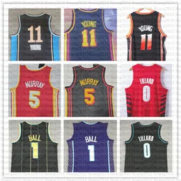 2023 Damian Lillard Basketball Jerseys Portlands Charlottes Lamelo Ball Hornet Blazer Atlantas Anfernee Simons Hawk 2023 City Black Shirt Black Jersey