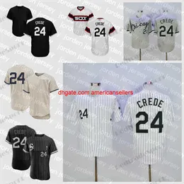 Baseballtröjor Mens 24 Joe Crede Vintage 2005 WS Black White Stitched Shirts