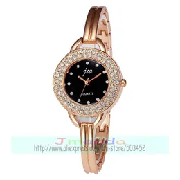 Zegarek 100pcs/Lot JW-8326L podwójna rzędowa kryształowa bransoletka zegarek zegarek kwarcowy Stop Lady For Women Girl Hurtowe ClockWristWatches