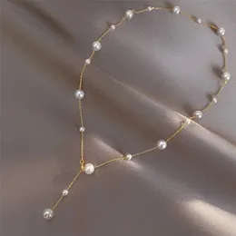 قلادة قلادة XF800 الصلبة 18K الذهب Natural Pearl Necklace AU750 Fine Jewelry chocker Round aniversary Gift for White X536 231108