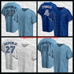 Maglia da baseball Jersey 27 Vladimir Guerrero Jr. Bo Bichette George Springer Yusei Kikuchi Cavan Biggio Randal Gr