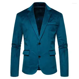 Men's Suits Mens Blue Velvet Blazer Notched Lapel Velour Suit Jacket Two Button Tuxedo Jackets Men Wedding Prom Party Dinner Costume Homme