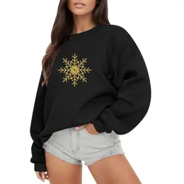 Women's Hoodies Women Pullover Solid Christmas Gold Graphic Hoodie Loose Fitting Long Sleeve Top Winter Clothes Sudaderasde Mujeres