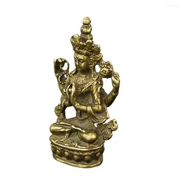 Garden Decorations Light House Home Avalokitesvara Ornament Buddha Statue Vintage Desktop Adornment Brass Office