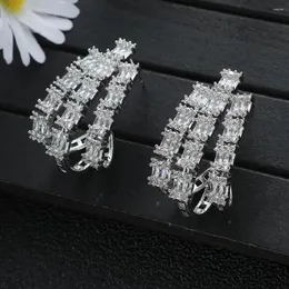 Boucles d'oreilles pendantes de luxe, géométriques irrégulières, rectangulaires, pour femmes, mariage, Zircon cubique, CZ, mariée de dubaï, bohême, E1213