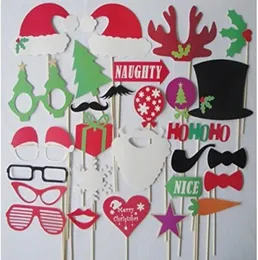 Jul och halloween 28pcslot DIY PO BOOTH PROPS MUSTACHER LIP HAT Antler Gift Stick Christmas Party7115353