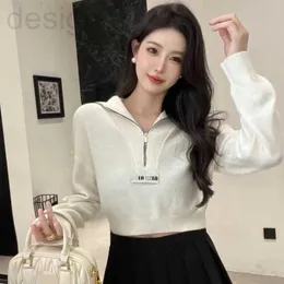 Женские свитера дизайнерские Mi Miao Jia Ke Sweet Spicy Polo Neck Shawl Half Pull с длинным рукавом вязаный верхний свитер 23ss Осень/Зима Новый D9YG