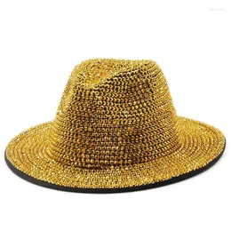 Szerokie brzegi czapki nr enestone fedora kapelusz dla kobiet wielki brezyk z diamentową nocą na plaży panie powieść mody Eger22