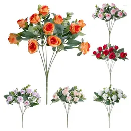 Bouquet de fausses fleurs décoratives, roses artificielles en soie pour mariage, Bouquets élégants réutilisables à faire soi-même