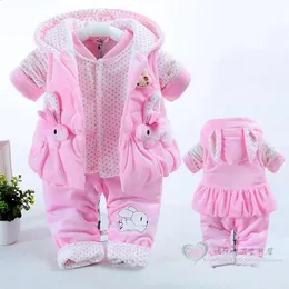 Conjuntos de roupas Conjunto de três peças de algodão fino para bebê menina 231109
