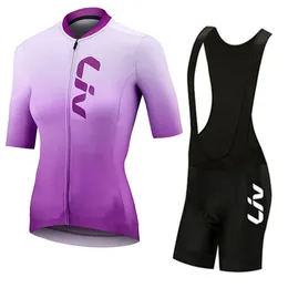 Maglia da ciclismo Set Maglia da ciclismo donna LIV Abbigliamento da bicicletta Donna Ciclismo Tuta manica corta Abbigliamento da bici da strada Maglia da equitazione Team girl Jersey set 231109