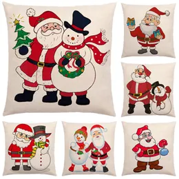 Pillow Christmas Gift Red Festive Decoration Linen Case Santa Pillowcase Sofa