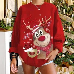 Hoodies Womens Sweatshirts الخريف عيد الميلاد الرنة 3D طباعة هوديي كبيرة الحجم نساء الشارع الشارع الأكمام طويلة الأكمام y2k فتاة الملابس 231109