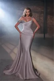 새로운 우아한 One Shoulder Mermaid Evening Dresses Sexy Beded Crystals Spaghetti Satin Long Women Party Prom Gowns Arabic BC14980