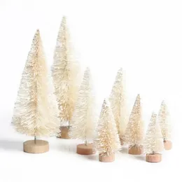 Dekoracje świąteczne 8piece mini choinka Sisal Silk Cedar Dekoracja Mała choinka Złota Srebrny Zielone Zielone Białe Świąteczne drzewo 231109