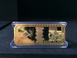 Factory 2014 New arrival Masonic Bullion Bars Gold Plated Souvenir Gift Whole Masonic Items9176766