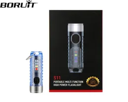 Boruit S11 Flashlight SST20 LED Typec -avgiftsbelaglig nyckelkedjor med fluorescensidentifiering Portabel utomhusbelysning 220228584870