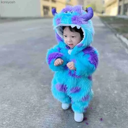 Pajamas Anime Sully Costume Baby Romper Outfit Bodysuits Winter Onesies Boy Girl Halloween Monster Suit Soft Plush Toddler JumpsuitL231109