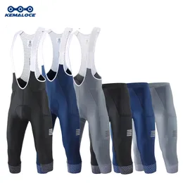 Cykelbyxor Kemaloce Cycling Pants 3/4 Summer Anti-UV High End Gel Pad Bike Bib Pants 3/4 Solid Black/Grey/Blue Spring Bicycle Knicker 231109