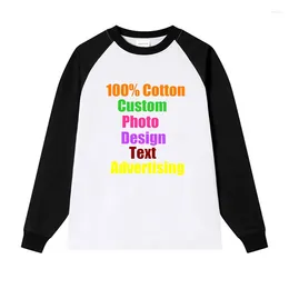 Men's T Shirts Knitwear Autumn Winter Color Shoulder Round Neck Long Sleeve T-Shirt 245G Double Cotton Retro Women's Custom LOGO