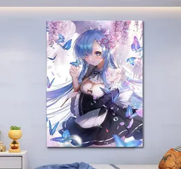 Paintings Re Zero Rem Japan Classic One Piece Wall Art Canvas Painting Nordic Poster Anime Print HD Pictures Living Girls Room Dec8318633