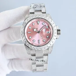 Klassisk herrklocka 42mm rosa diamantklockor Original Metal Strap Casual Mechanical Wristwatch Fashion Business Clock Montre de Luxe