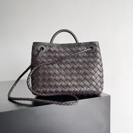 Designer Crossbody Bag 25CM Luxury Top Handle Bag 10A Top Quality Intrecciato Lambskin Shoulder Bag Knitting Leather Bag Small Andiamo Handbag 743568 With Box B01V