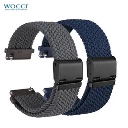 Titta på Bands Wocci Woven Nylon Watch Band 18mm 19mm 20mm 21mm 22mm Quick Release Watchstrap Washable Armband för män och kvinnor 231108