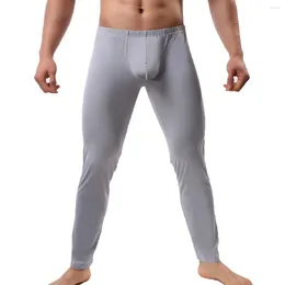 Męska bielizna termiczna Ultra-cienki mężczyźni Pajama Bottoms Pants Sexy Bugle Torebka shlid spodni siłownia fitness długi johns nogawki slpwear