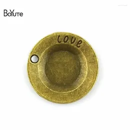 Pendant Necklaces BoYuTe (20 Pieces/Lot) 35MM Vintage Style Antique Bronze Plated Metal Disk Love Charms For Jewelry Making Findings