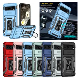 슬라이드 카메라 디자이너 휴대 전화 케이스 Google Pixel 7 7A 8 Pro Armor Shock Protect Magnetic Kick Stand Case Case Cover