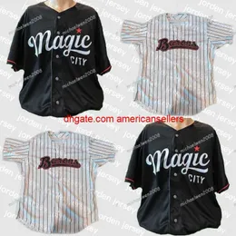 Baseballtröjor herrar Birmingham Barons White Black Custom Double Stitched Shirts