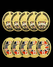5 шт. Немагнитная медаль в честь 70-летия битвы в Нормандии, позолоченные военные монеты США для коллекции с жесткими крышками7196434