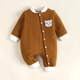 Tutine 06 mesi neonato abbigliamento tutina orsetto lavorato a maglia a maniche lunghe 231109