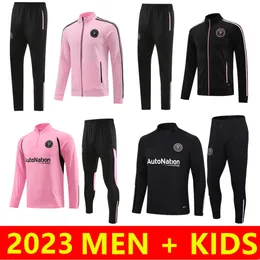 Kinder Männer 23/24 Inter Miami Fußball-Trainingsanzüge langer Reißverschluss Fußball-Trainingsanzug 2023 2024 Sportbekleidung MATUIDI HIGUAIN Survêtement Fuß-Jogging-Sets