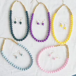 Halsbandörhängen Set 2023 Bohemisk färgstark chunky uttalande och stora pärlsmycken gåva för kvinnor.
