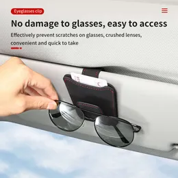 Neue neue Wildleder-Leder-Autobrillenhalter Auto Sonnenvisor Sonnenbrille Clip-Karten-Ticket Organizer Universal Multifunktion Autozubehör