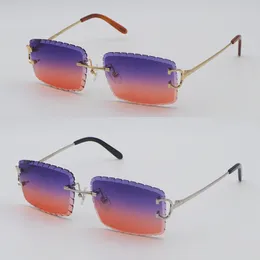 Säljer Diamond Cut Lens Women Man C Decoration Wire Frame 00920 Solglasögon för kvinnor RIMLESS Mänglasögon utomhus Ny färg 57-18-140mm