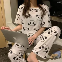 Women's Sleepwear Pajamas For Women 2023 Summer Round Neck Short Sleeve Cartoon Pijama Cute Sweet Loose Student Loungewear Suit