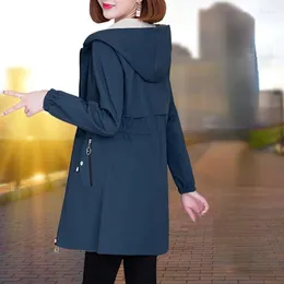 Damen Trenchcoats Frühlingsjacke Damen Mantel Wendejacken Winter Schwarz Windjacke Mode Mit Kapuze Veste Longue Femme Zm