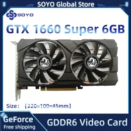 Cartões de gráficos Soyo geForce Nivdia GTX 1660 Super 6GB Card DDR6 192bit PCIE x 16 3.0 GPU de vídeo para jogos para comprimidos para comprimidos PC