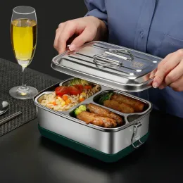 High Quality Double Layer All Stainless Steel 304 Lunch Box Leak-Proof Bento Box Dinnerware Set Adult Student Food Container