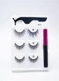 Magnetic Lashes Eyeliner Kit 3D Mink Eyelashes With 5 Mgnets Long Lasting 3 Pair False Box Support Private Label3395924